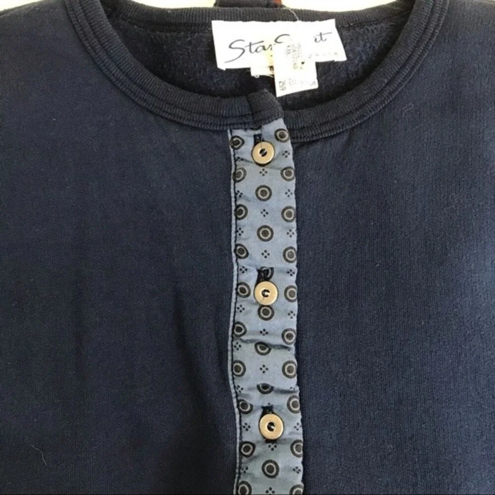 Vintage NWT Stan Sport Button Front Drawstring Bottom Navy Vest Women Medium